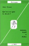 Portada de QU'EST-CE QUE LE DROIT?: ARISTOTE, WOLFF ET FICHTE (PRE-TEXTES)