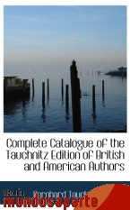 Portada de COMPLETE CATALOGUE OF THE TAUCHNITZ EDITION OF BRITISH AND AMERICAN AUTHORS