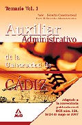 Portada de ESCALA AUXILIAR ADMINISTRATIVA DE LA UNIVERSIDAD DE CADIZ. TEMARIO