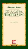 Portada de DE LA CAUSA, PRINCIPIO E UNO