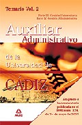 Portada de ESCALA AUXILIAR ADMINISTRATIVA DE LA UNIVERSIDAD DE CADIZ. TEMARIO