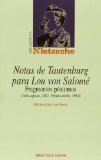 Portada de NOTAS DE TAUTENBURG PARA LOU VON SALOME: FRAGMENTOS POSTUMOS