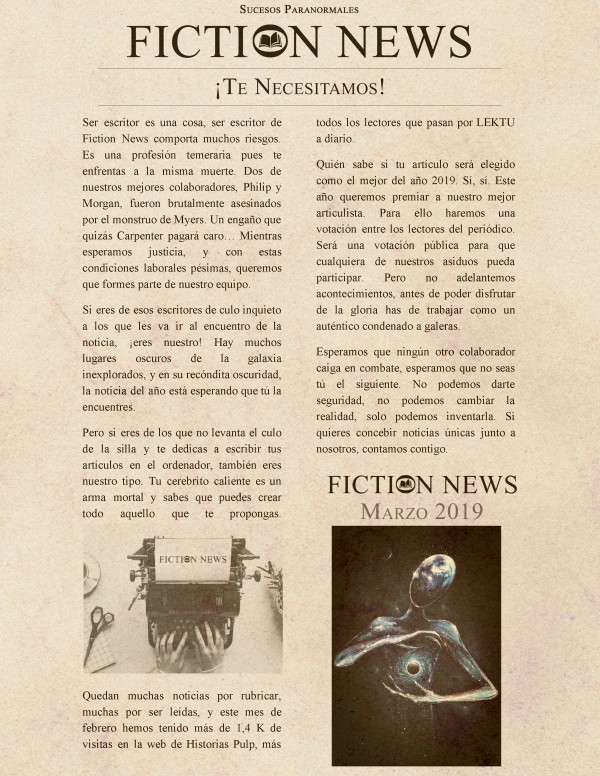 Portada de FICTION NEWS MARZO 2019