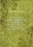 Portada de A DISCOURSE DELIVERED BEFORE THE NEW ENGLAND SOCIETY IN THE CITY OF NEW-YORK, DECEMBER 22, 1851