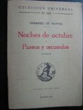 Portada de NOCHES DE OCTUBRE Y PASEOS Y RECUERDOS (NOVELAS)